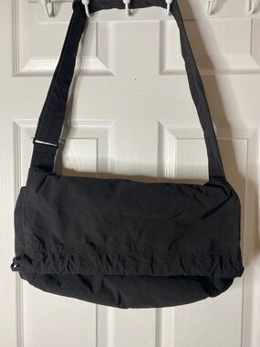 Uniqlo Black Messenger Bag with Adjustable Strap